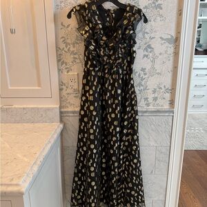 Madewell Black & Gold Metallic Maxi Dress – Size 0